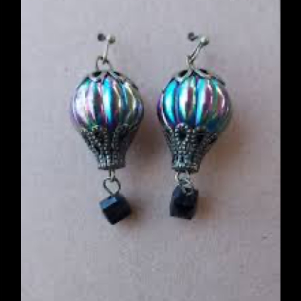 Hot Air Balloon Earrings metallic chrome Anthropologie bauble bar whimsical